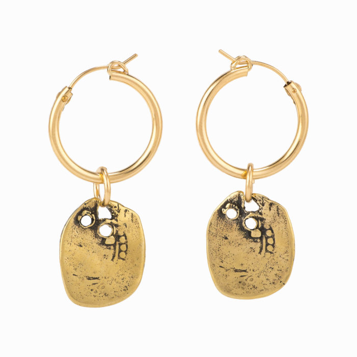 14k gold fill hoop earrings with antique coin charms.