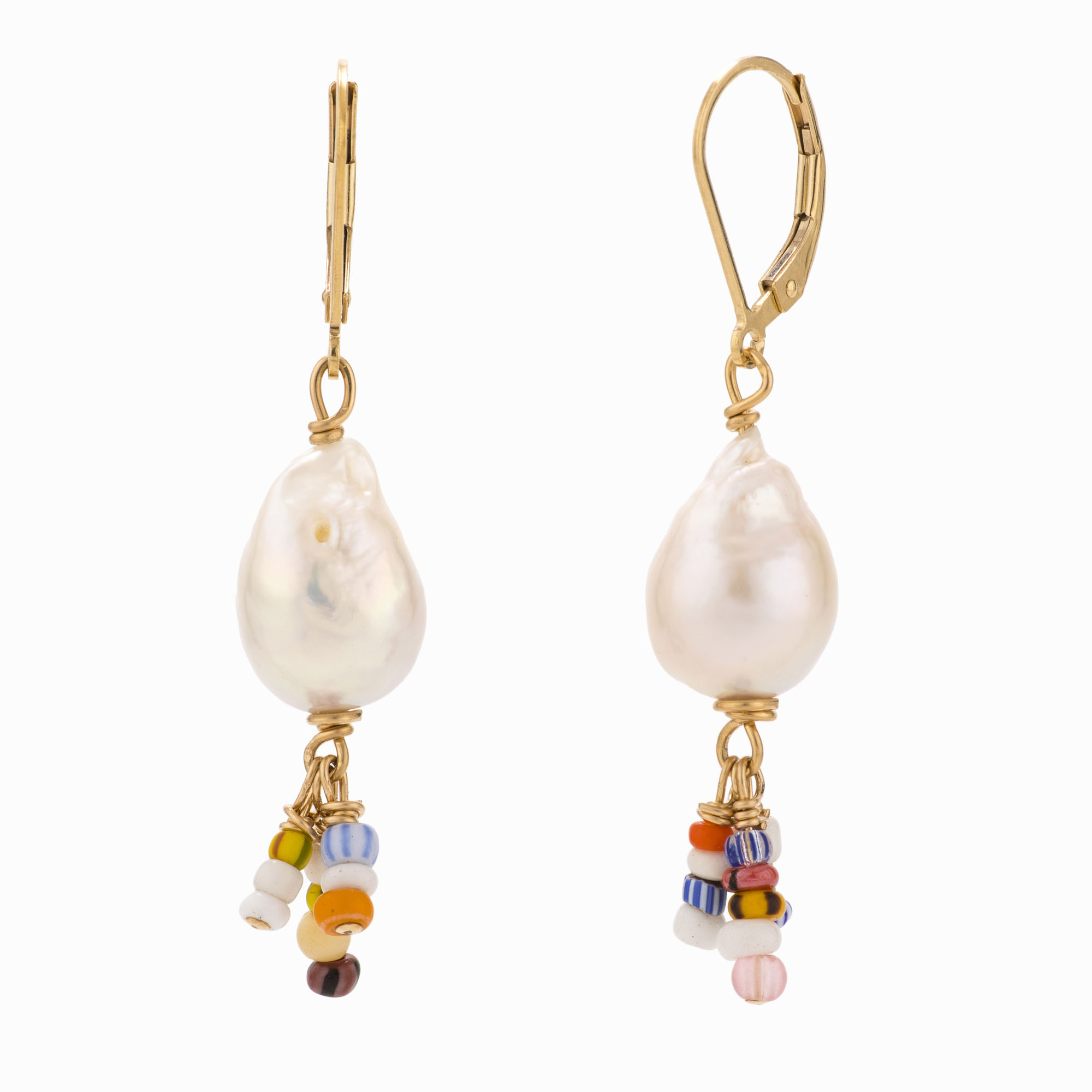 Pearl and gold Africa earrings