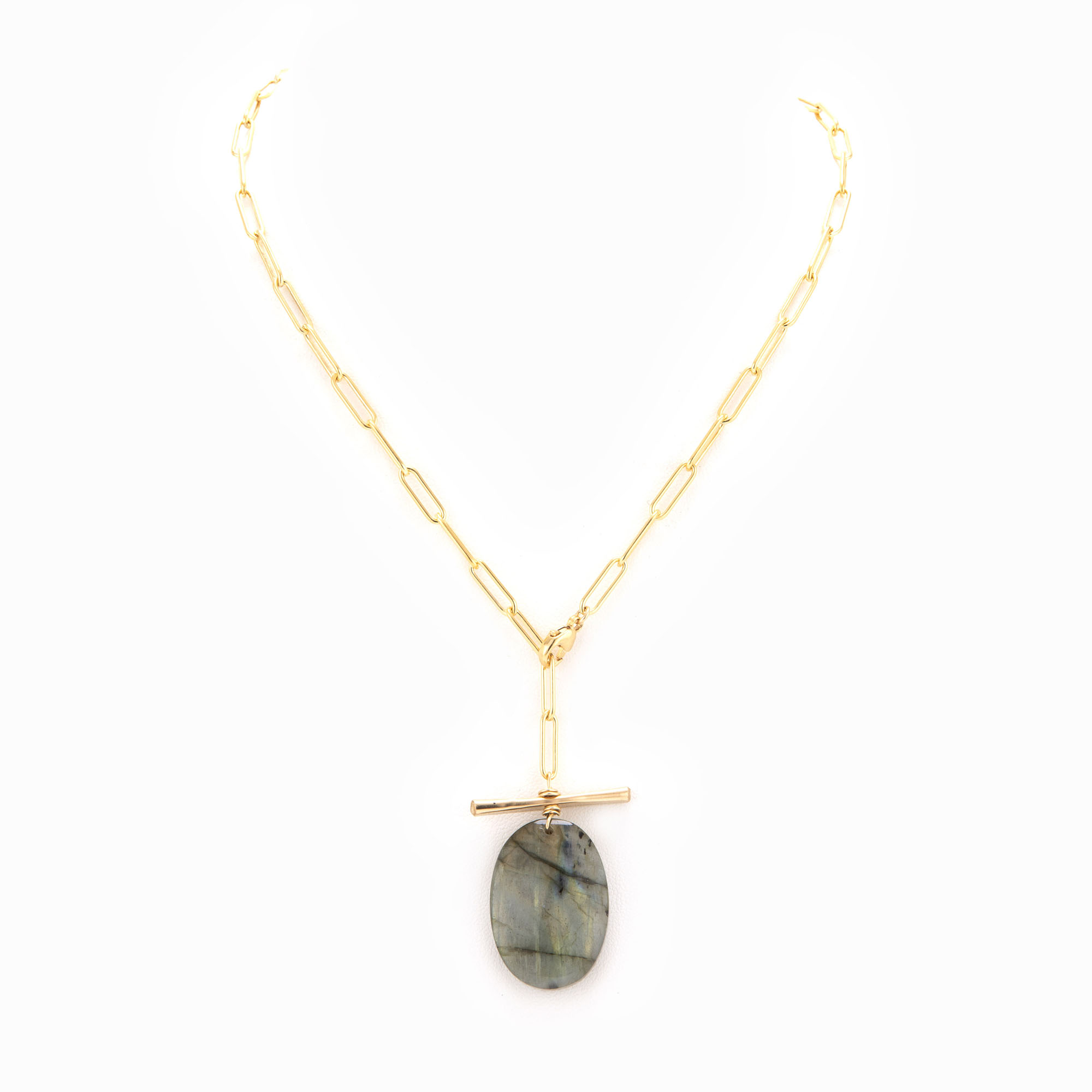 Featured image for “Labradorite Paper Clip Chain Necklace”