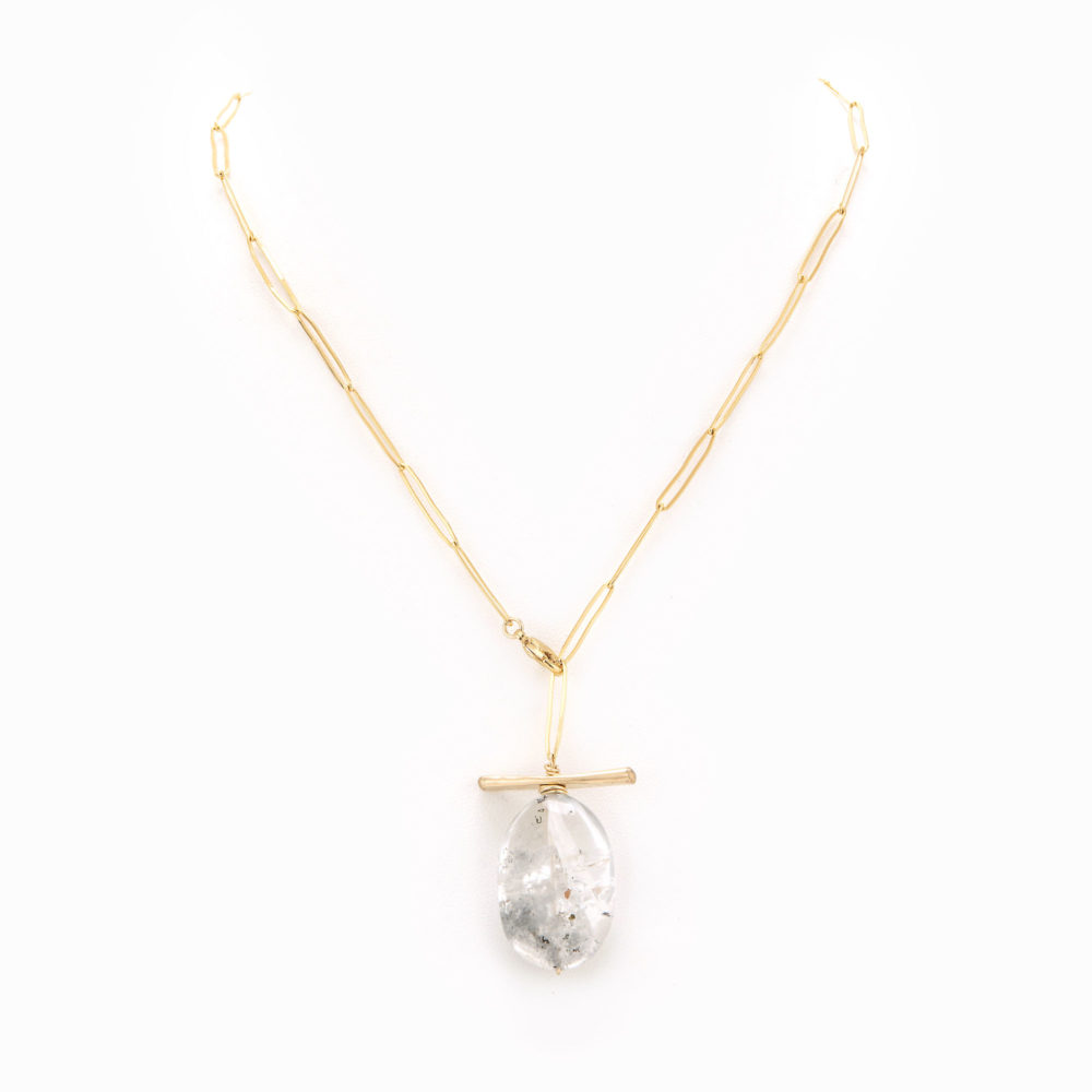 quartz paper clip chain necklace