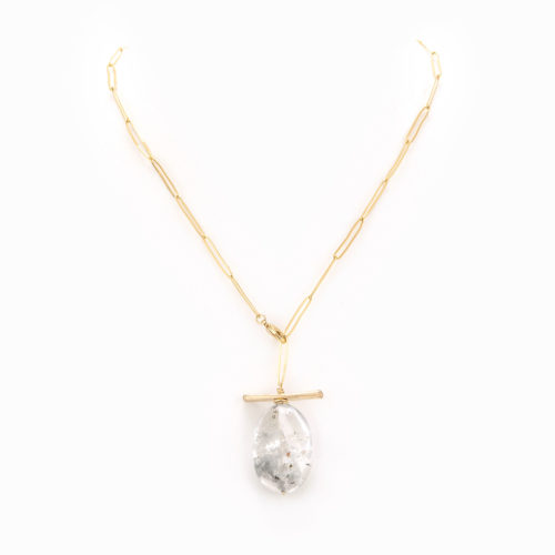 quartz paper clip chain necklace