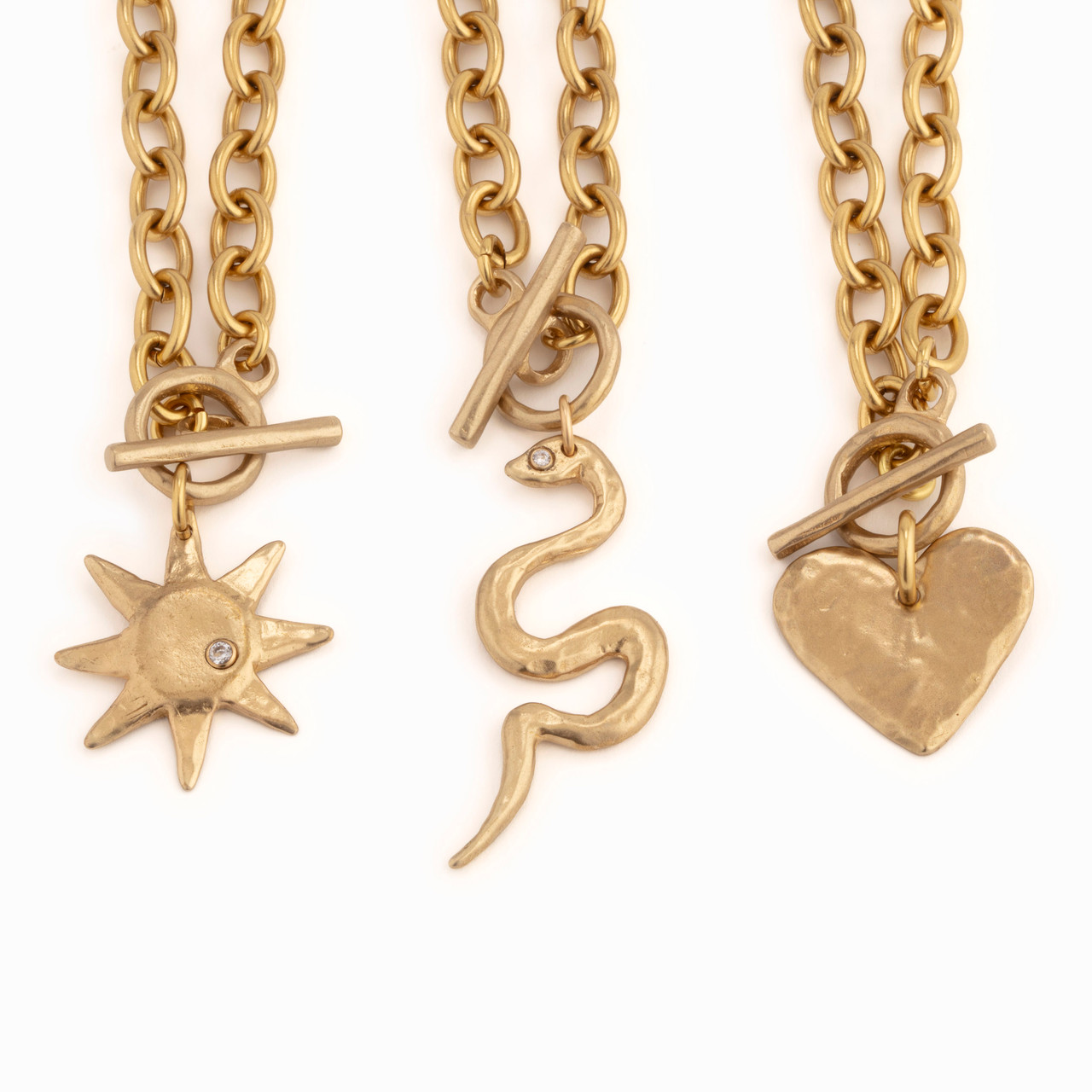 Chunky Brass Heart Necklace