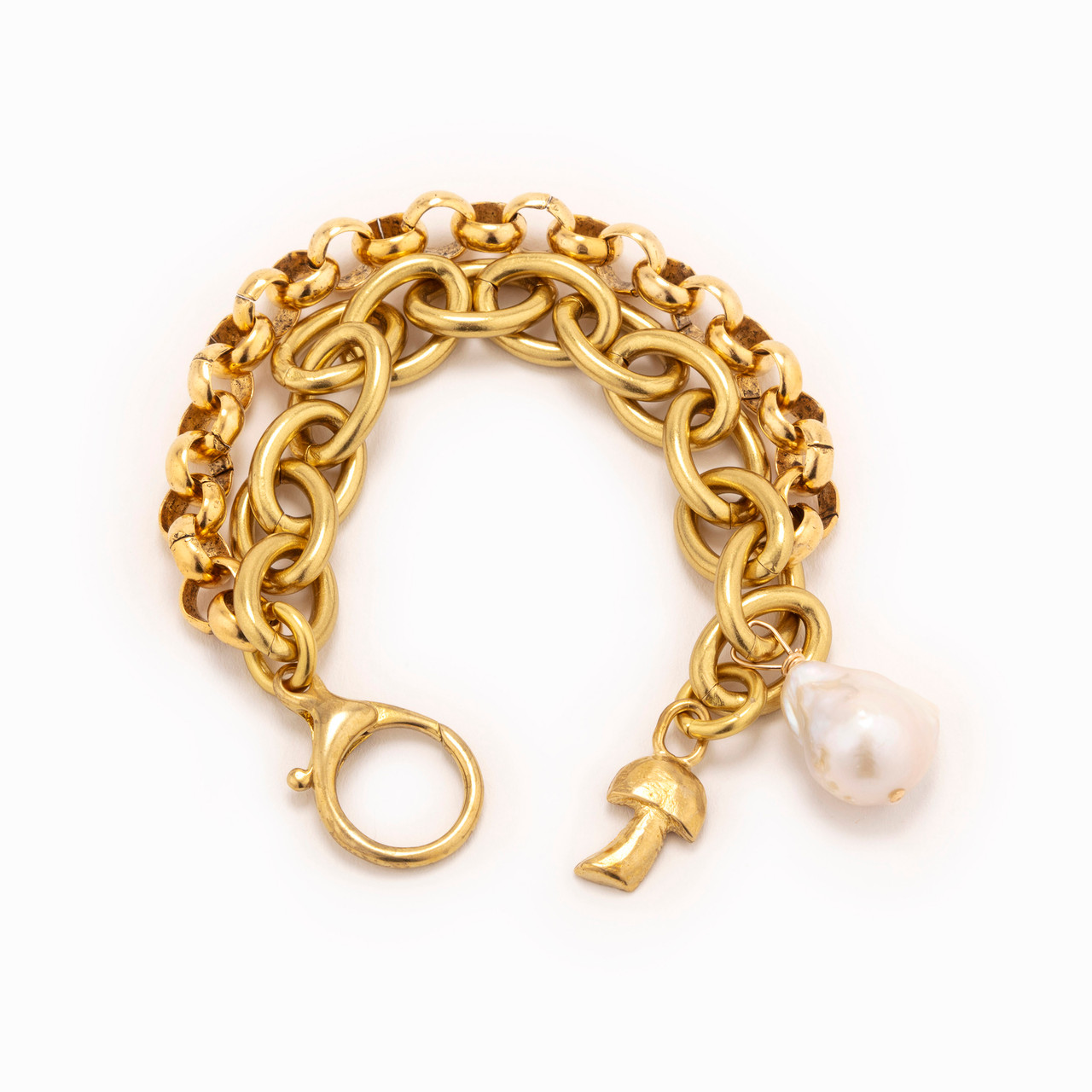 Mushroom Sea Brass Chain Bracelet