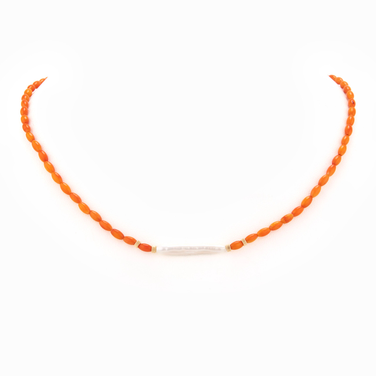Seema Orange Coral and Pearl Necklace