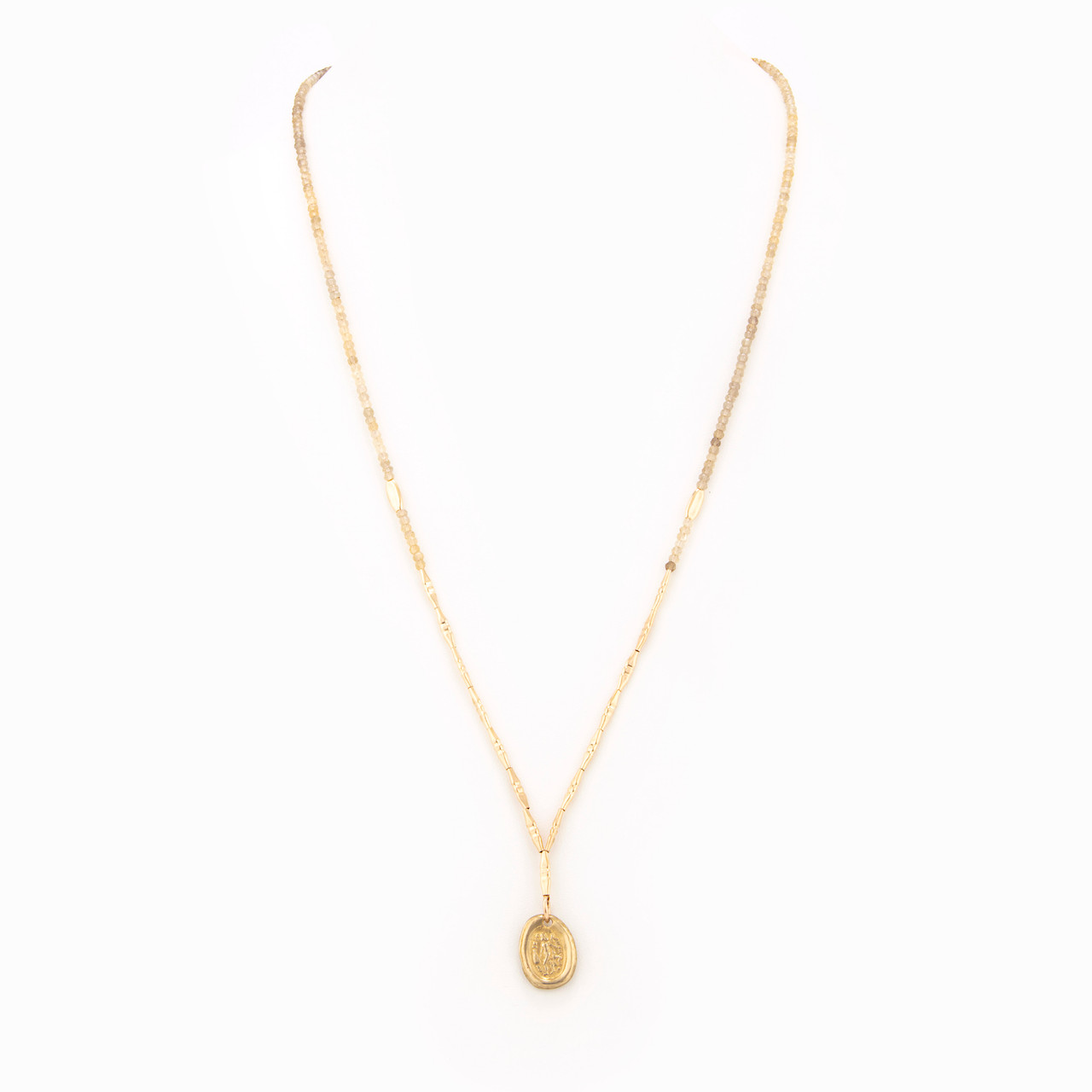Shaman Golden Quartz Beaded Necklace