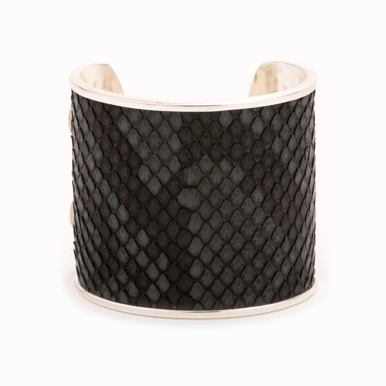 Large Charcoal Silver Cuff