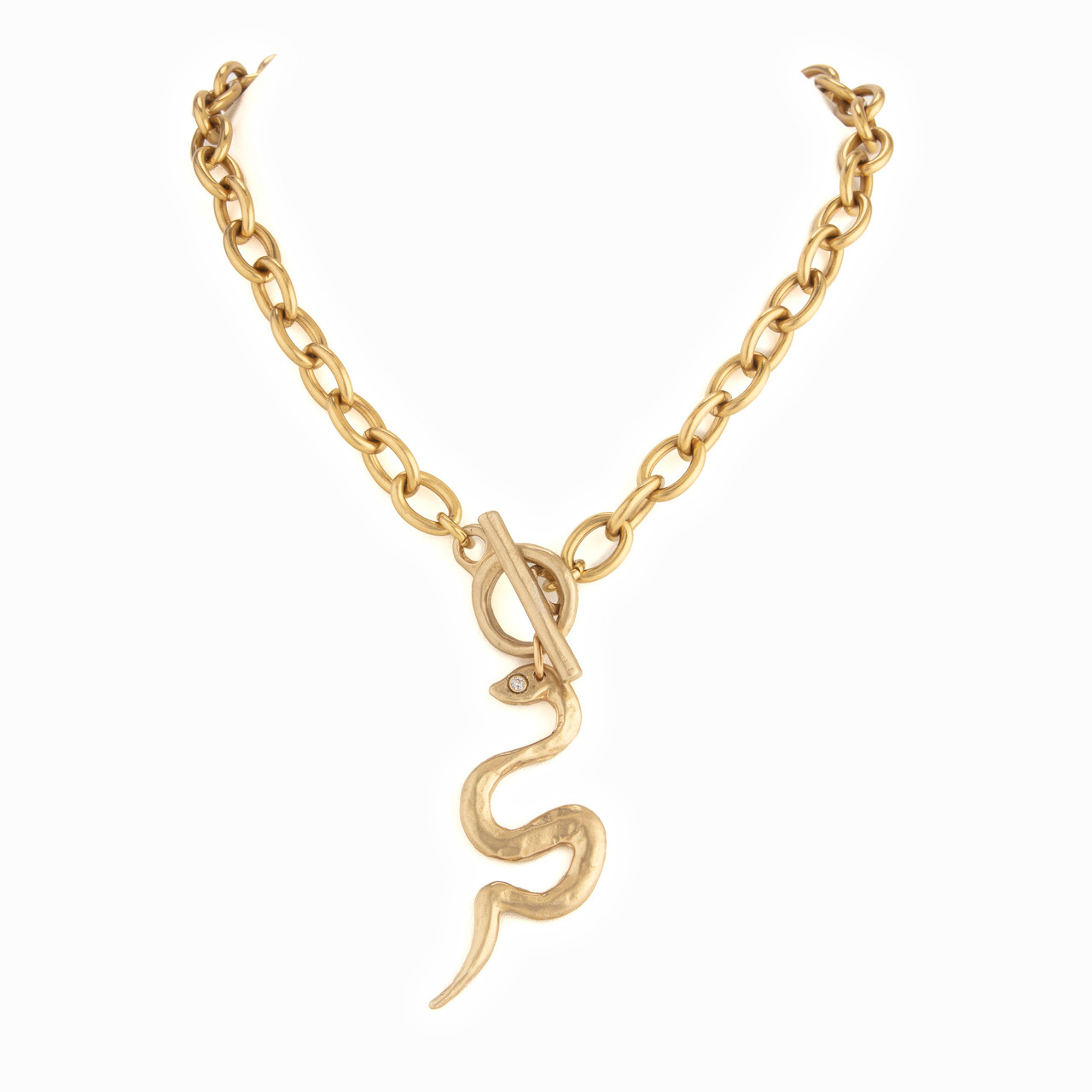 Chunky Brass Snake Necklace