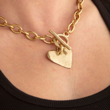 Chunky Brass Heart Necklace