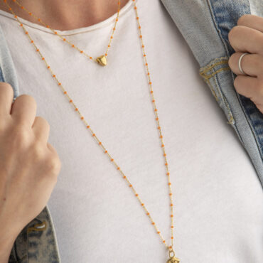 Flit Vermeil and Acrylic Long Orange Necklace