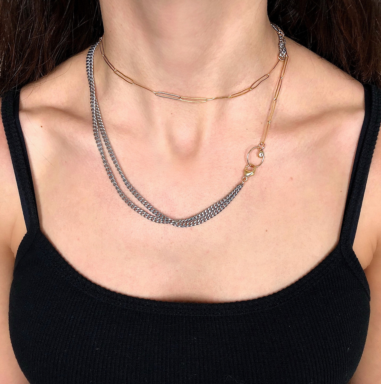 Staple Mixed Metal Necklace